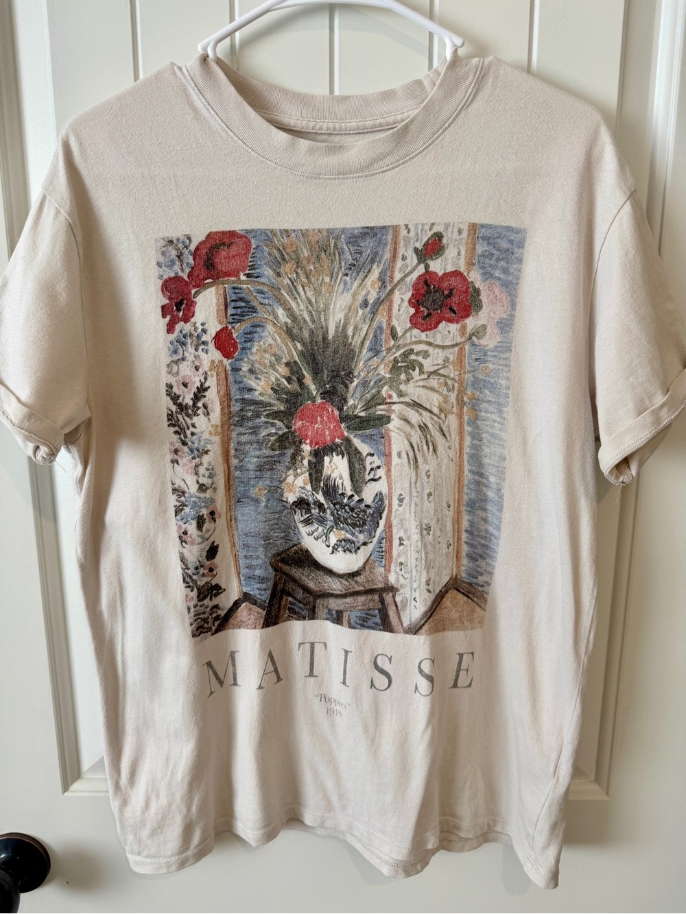 Abercrombie & Fitch Matisse 'Poppies' Graphic Oversized Tee - Cream - Picture 2 of 7